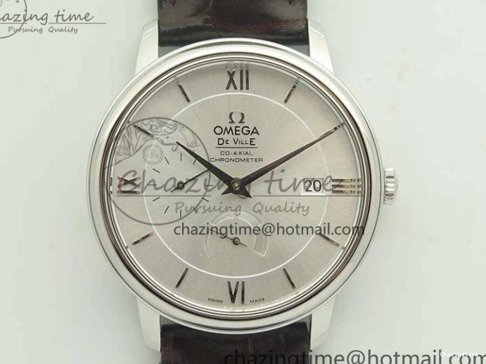 0119 FashionForward De Ville Prestige Real Power Reserve SS TW 1:1 Best Edition White Dial SS Markers On Leather Strap A 8095